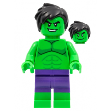 hulk - minifigure dark purple pants short tousled hair