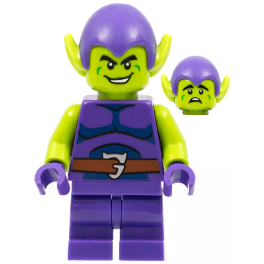 green goblin - lime skin dark purple outfit medium legs dark blue stomach