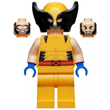 wolverine - bright light orange and black mask blue hands