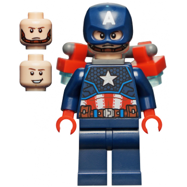 captain america - dark blue suit red hands helmet jet pack