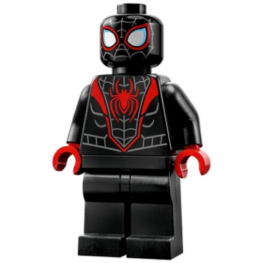 spider-man miles morales - dark bluish gray webbing on head red hands