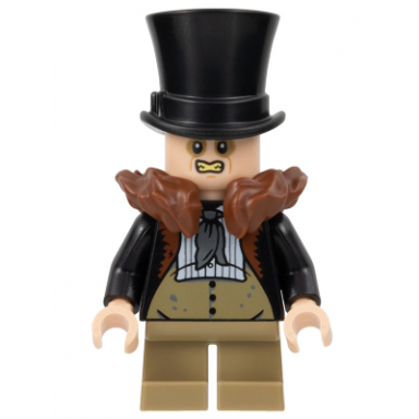 the penguin - reddish brown fur collar dark tan waistcoat and legs