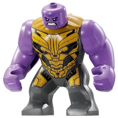 thanos - large figure medium lavender arms plain dark bluish gray outfit with gold armor angry