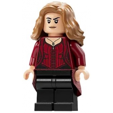 the scarlet witch wanda maximoff - plain black legs medium nougat hair dark red cloth skirt