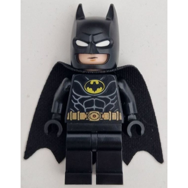 batman - black suit gold belt cowl with white eyes neutral angry with bared teeth