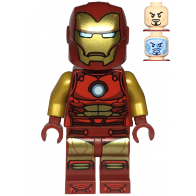 iron man - dark red and gold armor round arc reactor pearl gold arms one piece helmet
