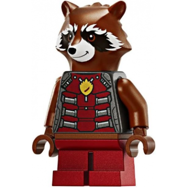 rocket raccoon - dark red and pearl dark gray outfit reddish brown head