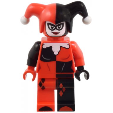 harley quinn - jesters cap black and red hands rounded collar 