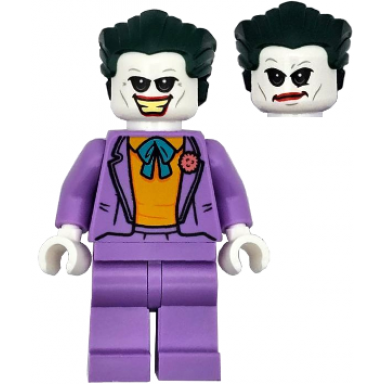 the joker - medium lavender suit bright light orange vest dark green hair