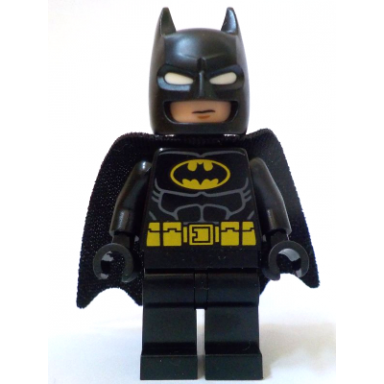 batman - black suit yellow belt cowl with white eyes neutral angry with bared teeth