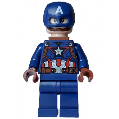 captain america - dark blue suit reddish brown hands helmet reddish brown neck bracket