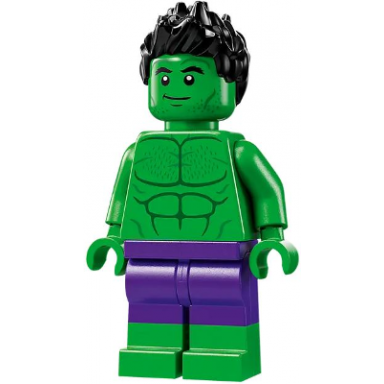 hulk - minifigure dark purple pants spiked hair lopsided grin angry