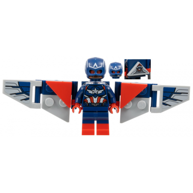 captain america sam wilson - dark blue suit backpack and wings with stickers
