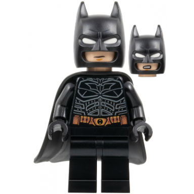 batman - black suit with copper belt cowl with white eyes flexible rubber cape