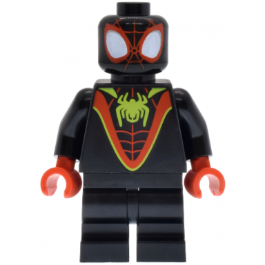 spider-man miles spin morales - black medium legs lime spider logo