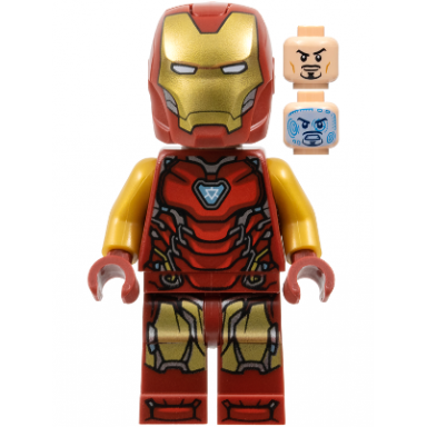 iron man - mark 85 armor large helmet visor thick red markings on torso