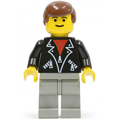 leather jacket with zippers - light gray legs brown male hair eyebrows