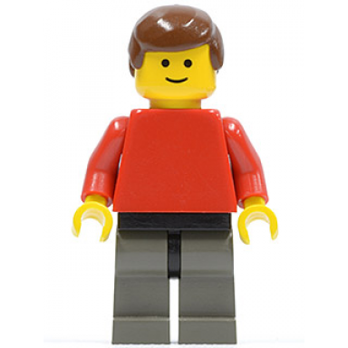plain red torso with red arms dark gray legs brown male hair