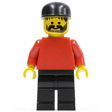 plain red torso with red arms black legs black cap
