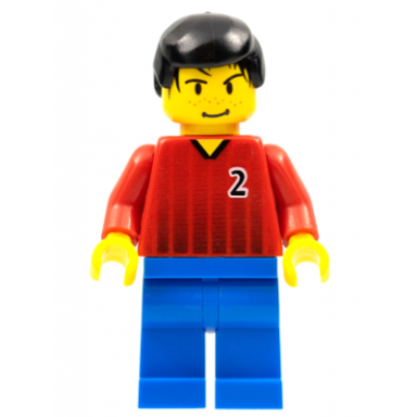 soccer player - red and blue team with number 2
