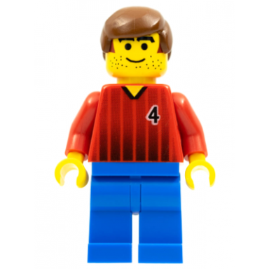 soccer player - red and blue team with number 4