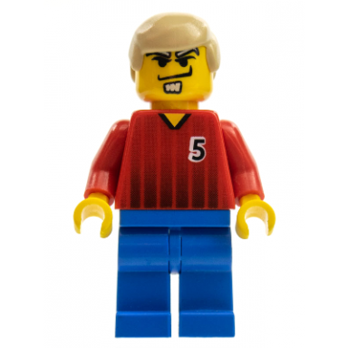 soccer player - red and blue team with number 5