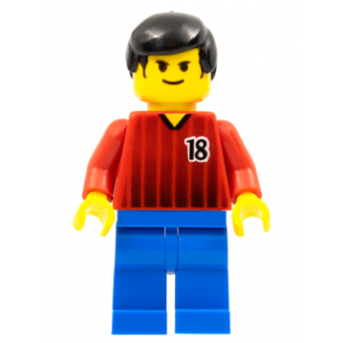 soccer player - red and blue team with number 18