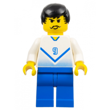 soccer player white blue team with shirt 9