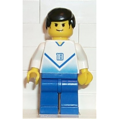soccer player white blue team with shirt 18