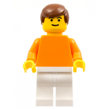plain orange torso with orange arms white legs brown male hair dutch national player