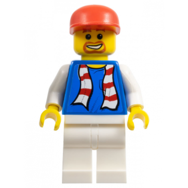 soccer fan blue - white legs striped scarf torso sticker