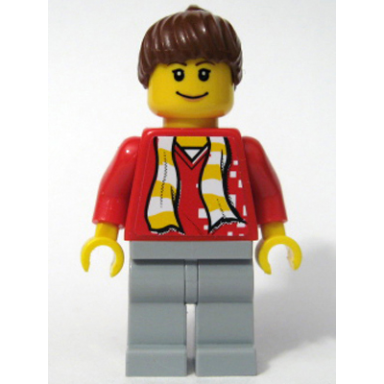 soccer fan red - sand blue legs striped scarf and dots pattern torso sticker