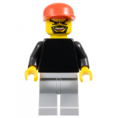 plain black torso with black arms light bluish gray legs red cap soccer goalie