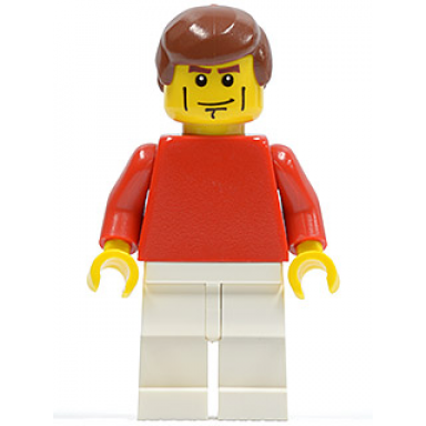 plain red torso with red arms white legs reddish brown male hair soccer player