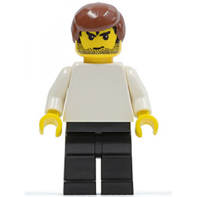 plain white torso with white arms black legs reddish brown male hair soccer player