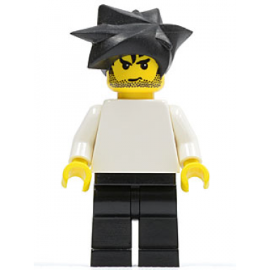 plain white torso with white arms black legs black hair angular swept sideways adidas super goalie