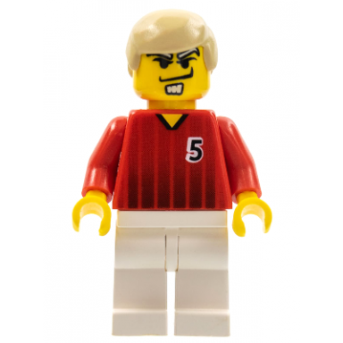 soccer player - red and white team with number 5