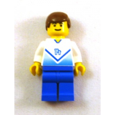 soccer player white blue team with shirt 14