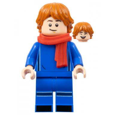 soccer spectator - blue soccer uniform red scarf dark orange hair