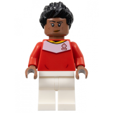 soccer spectator - red soccer jersey white legs black spiky hair