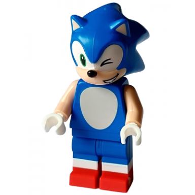 sonic the hedgehog - light nougat face and arms winking open mouth smile to left