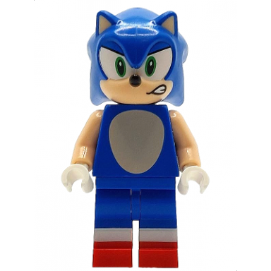 sonic the hedgehog - light nougat face and arms open mouth smirk to left