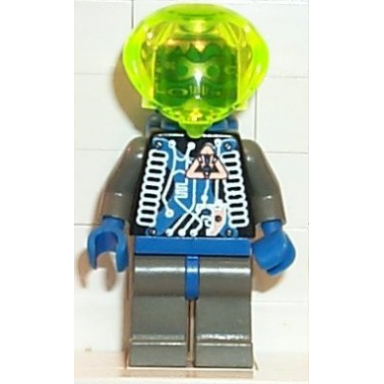 insectoids zotaxian alien - male gray and blue with silver circuits and hoses lieutenant maverick