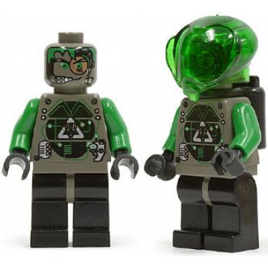 insectoids zotaxian alien - male gray and green with green circuits and silver panels techno leon
