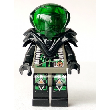 insectoids zotaxian alien - male gray and black with green circuits and silver hoses with armor professor webb locust