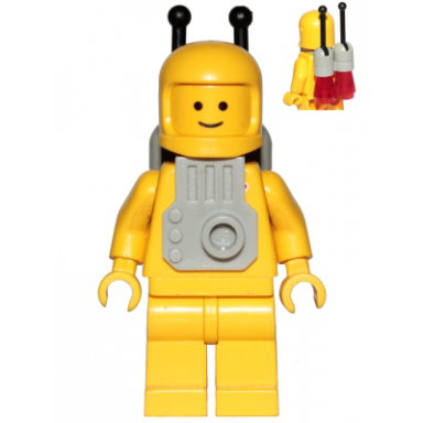 classic space - yellow with light gray jet pack and trans red cones