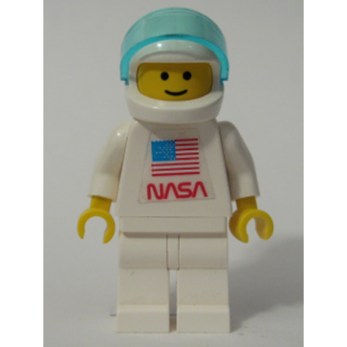 shuttle astronaut with nasa sticker on torso