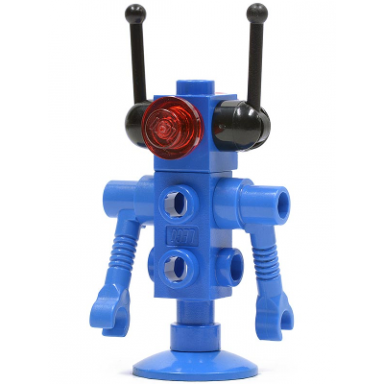 classic space droid - dish base blue with trans-red eyes and black antennas