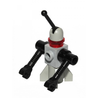 classic space droid - rocket base light gray and black with trans-red eye
