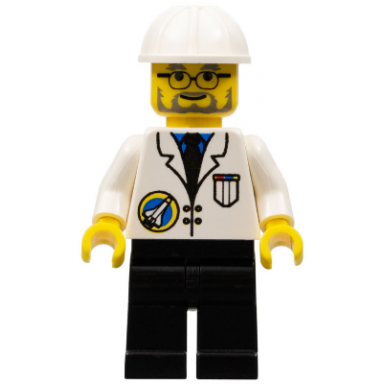space port - scientist white construction helmet black legs